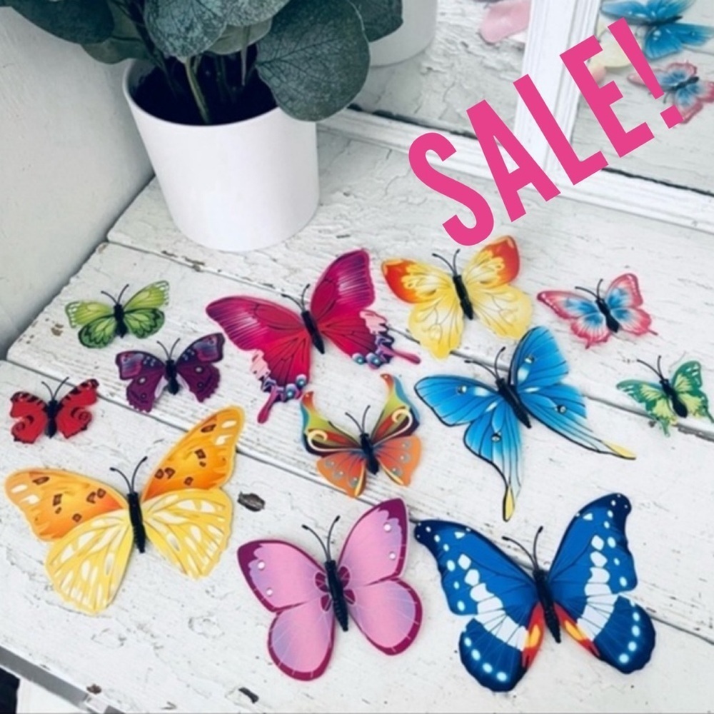 3/$22🩶 Colorful Butterfly Wall Ceiling Decals Magnets Removable Mural Stickers